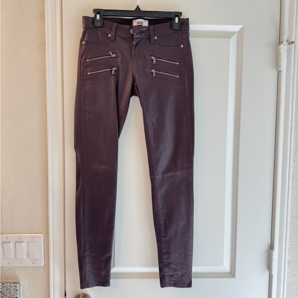 PAIGE Women's Dark Purple Skinny Jeans